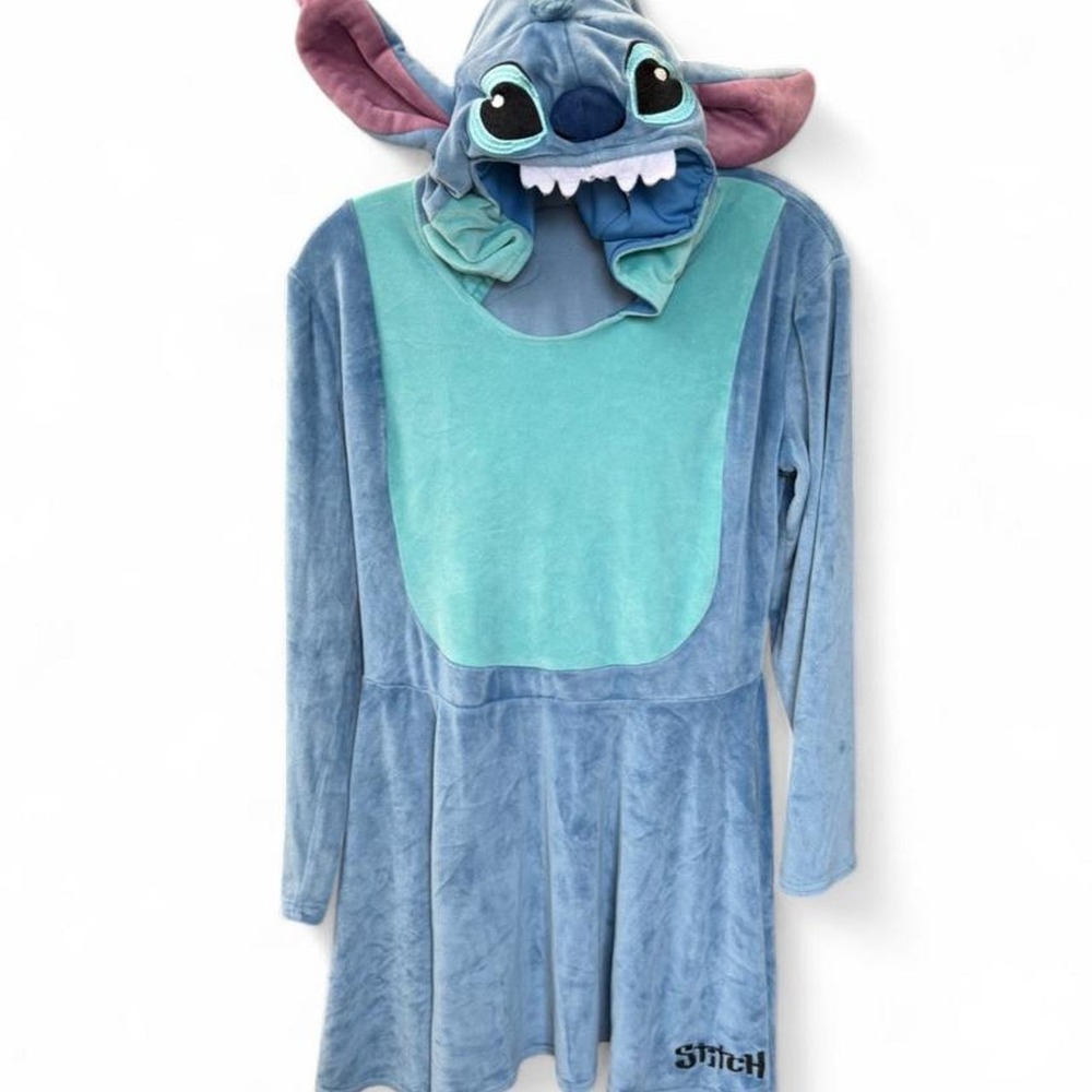 Disney Adult Stitch Dress Costume – Hooded Velvet Lilo & Stitch Cosplay Dress